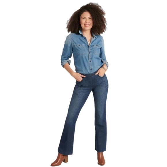Betabrand Vintage Wash Bootcut Denim Yoga Jeans  Size Large - Picture 1 of 5